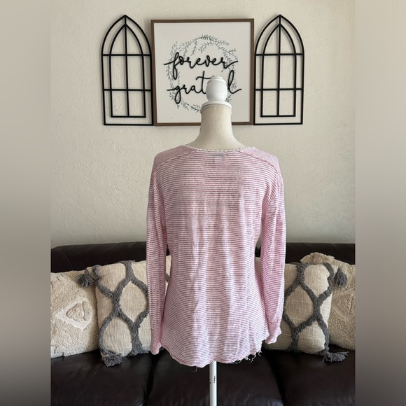 Sundance 100% Linen White Red Stripe Mariner Journey Hi-Low Hem Top Size S Beach - Picture 11 of 14